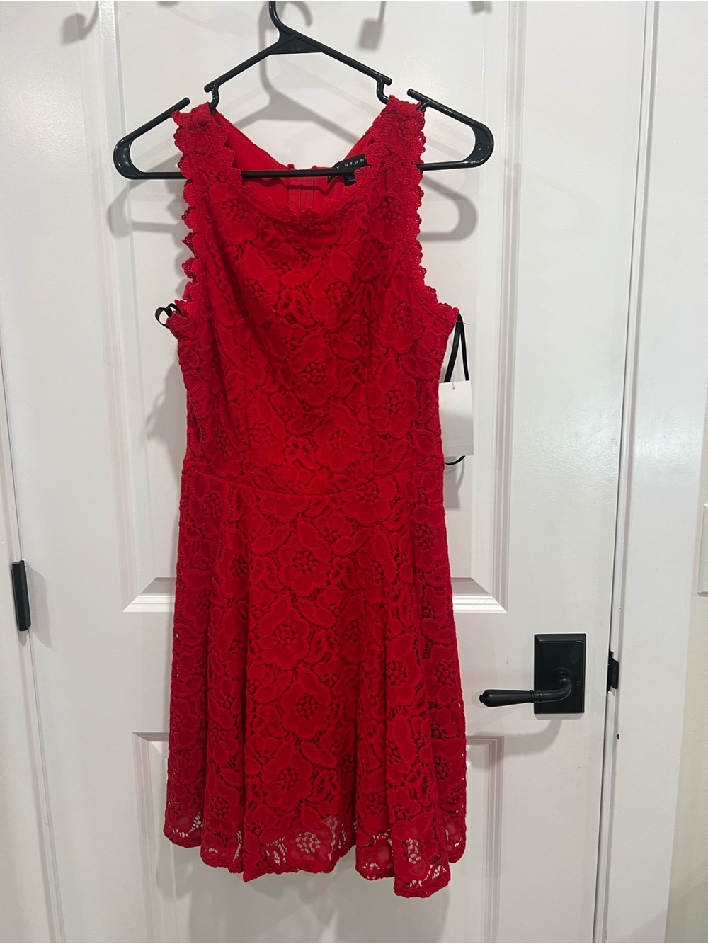 City Studio Red Lace Sleeveless Mini Dress